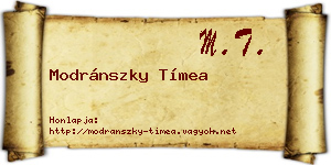 Modránszky Tímea névjegykártya